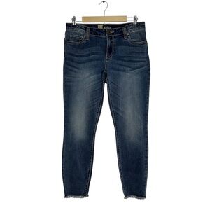 Kut From The Kloth KP0344MA3 Blue Wash Skinny Mid Rise Fray Hem Jeans 10